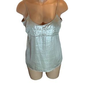 Calvin Klein Women's Metallic Silver Foil Adjustable Strap Cami Tank Medium NWOT
